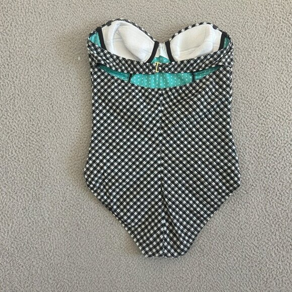 Vintage 90s Guess One Piece Swimsuit Bombshell Gingham Corset Underwired - Picture 6 of 12